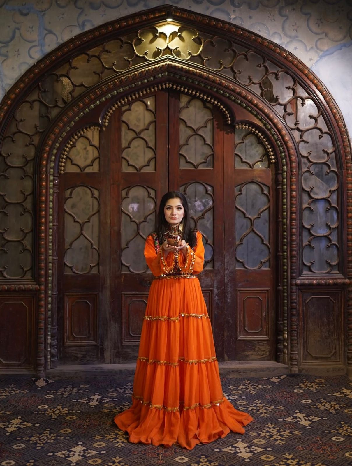 Traditional Afghan Frock with Tribal Embroidery & Tassels